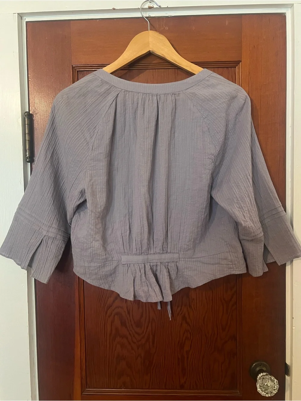 Free People Purple Ash Embroidered Tie Front Crop Top Boho Size Medium